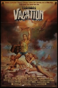 7b591 NATIONAL LAMPOON'S VACATION 1sh 1983 art of Chevy Chase, Brinkley & D'Angelo by Vallejo!