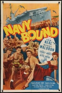 7b593 NAVY BOUND 1sh 1951 boxing Navy sailor Tom Neal, sexy Wendy Waldron!