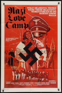 7b595 NAZI LOVE CAMP 1sh 1977 classic bad taste image of tortured girls & swastika!