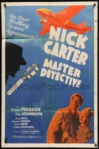 7b604 NICK CARTER MASTER DETECTIVE 1sh 1939 Walter Pidgeon, Rita Johnson, Henry Hull, pulp thriller!