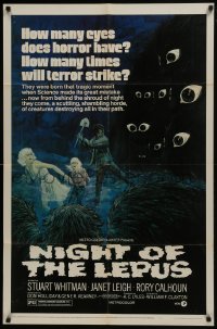 7b608 NIGHT OF THE LEPUS 1sh 1972 cool monster art, how many eyes does horror have!