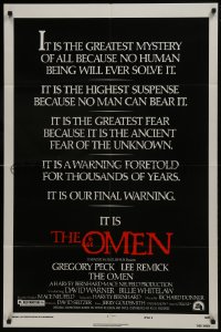 7b630 OMEN style E 1sh 1976 it is a warning foretold for thousands of years, our final warning!