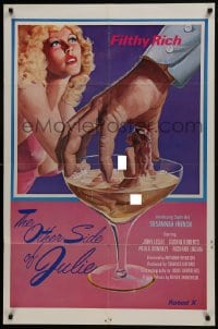 7b645 OTHER SIDE OF JULIE 1sh 1978 naked Suzannah French in champagne glass, sexy Collom art!