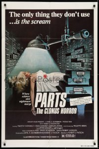 7b657 PARTS: THE CLONUS HORROR 1sh 1978 science & nightmare, art of sexy girl on autopsy table!