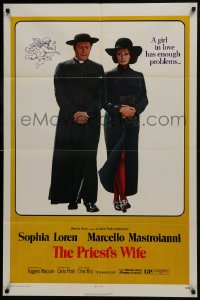 7b680 PRIEST'S WIFE 1sh 1971 super sexy Sophia Loren, religious Marcello Mastroianni