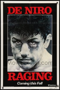 7b695 RAGING BULL advance 1sh 1980 Hagio art of Robert De Niro, Martin Scorsese boxing classic!