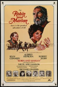 7b715 ROBIN & MARIAN 1sh 1976 Sheriff Robert Shaw, Sean Connery & Audrey Hepburn by Drew Struzan!