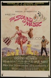 7b769 SOUND OF MUSIC awards 1sh 1965 classic Terpning art of Julie Andrews & top cast!