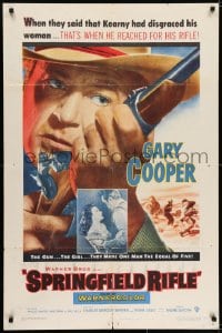 7b776 SPRINGFIELD RIFLE 1sh 1952 cool close-up artwork of Gary Cooper with rifle!