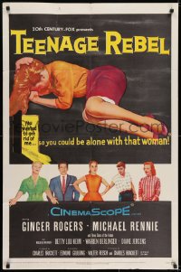 7b839 TEENAGE REBEL 1sh 1956 Michael Rennie sends daughter to mom Ginger Rogers so he can have fun!