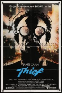 7b856 THIEF 1sh 1981 Michael Mann, really cool image of James Caan w/goggles!
