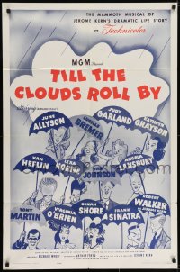 7b876 TILL THE CLOUDS ROLL BY 1sh R1962 art of 13 all-stars with umbrellas by Al Hirschfeld!