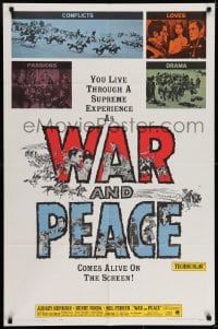 7b930 WAR & PEACE 1sh R1963 art of Audrey Hepburn, Henry Fonda & Mel Ferrer, Leo Tolstoy epic!