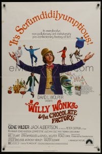 7b962 WILLY WONKA & THE CHOCOLATE FACTORY 1sh 1971 Gene Wilder, it's scrumdidilyumptious!