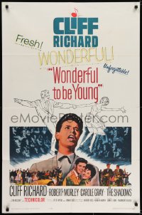 7b975 WONDERFUL TO BE YOUNG 1sh 1962 close up of Cliff Richard, Robert Morley, rock 'n' roll!