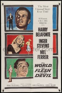 7b982 WORLD, THE FLESH & THE DEVIL 1sh 1959 Inger Stevens, Harry Belafonte & Mel Ferrer!