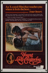 7b991 YOUNG LADY CHATTERLEY 1sh 1977 Harlee McBride, Peter Ratray, romantic image in the rain!