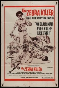 7b995 ZEBRA KILLER 1sh 1974 Austin Stoker, James Pickett, Girdler, he has the city in panic!