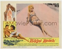 7c318 BIKINI BEACH LC #2 1964 full-length sexy Candy Johnson in polka dot bikini on beach!