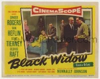 7c330 BLACK WIDOW LC #6 1954 Ginger Rogers, Gene Tierney, Van Heflin, George Raft, Gardiner