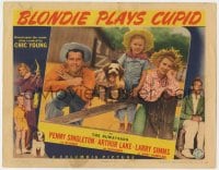 7c334 BLONDIE PLAYS CUPID LC 1940 Penny Singleton & Arthur Lake as Dagwood, cool family portrait!