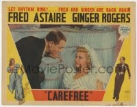 7c369 CAREFREE LC 1938 Fred Astaire looks down on Ginger Rogers on floor in bridal gown!