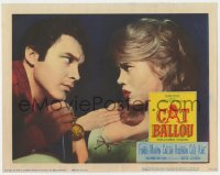 7c377 CAT BALLOU LC 1965 c/u of Michael Callan showing pocket watch to sexy cowgirl Jane Fonda!