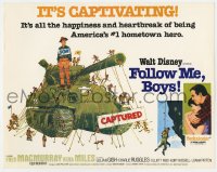 7c081 FOLLOW ME BOYS TC R1976 great different art of Boy Scouts tying Fred MacMurray to tank!