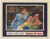 7c538 GOODBYE MY FANCY LC #5 1951 c/u of Joan Crawford sitting by worried Janice Rule on couch!