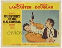 7c551 GUNFIGHT AT THE O.K. CORRAL LC #7 1957 c/u of Burt Lancaster & Kirk Douglas fighting for gun!