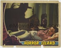 7c572 HORROR ISLAND LC 1941 Peggy Moran in bed screams at sinister shadow on the wall!