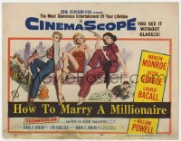 7c111 HOW TO MARRY A MILLIONAIRE TC 1953 art of sexy Marilyn Monroe, Betty Grable & Lauren Bacall!