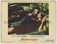 7c576 HUMORESQUE LC #7 1946 romantic close up of Joan Crawford & John Garfield sitting on floor!