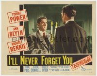 7c583 I'LL NEVER FORGET YOU LC #2 1951 Tyrone Power stares at Michael Rennie holding candelabra!