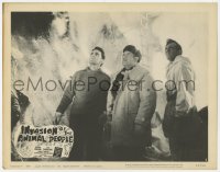 7c586 INVASION OF THE ANIMAL PEOPLE LC #1 1962 close up of three men standing in front of inferno!