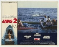 7c600 JAWS 2 LC 1978 teens in sinking boat watch the great white shark coming at them!