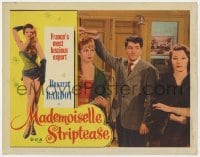 7c690 MADEMOISELLE STRIPTEASE LC #4 1957 Daniel Gelin between sexy Brigitte Bardot & another woman!