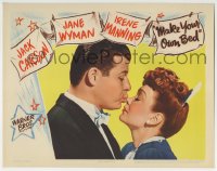 7c694 MAKE YOUR OWN BED LC 1944 romantic c/u of Jack Carson kissing Jane Wyman on the nose!