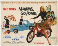 7c146 MONKEYS GO HOME TC 1967 Disney, art of Dean Jones, Yvette Mimieux, Maurice Chevalier & apes!