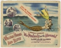 7c153 MR. PEABODY & THE MERMAID TC 1948 cartoon art of William Powell & pretty mermaid Ann Blyth!