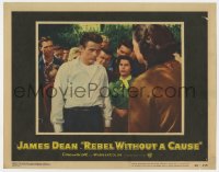 7c829 REBEL WITHOUT A CAUSE LC #1 1955 c/u of James Dean, who doesn't fit in at his new school!