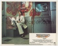 7c860 SATURDAY NIGHT FEVER LC #4 R1979 bandaged John Travolta in white sui riding on subwayt!