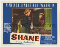 7c871 SHANE LC #4 1953 Jean Arthur has a meaningful talk with Alan Ladd through the window!