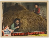 7c872 SHERIFF OF TOMBSTONE LC 1941 George Gabby Hayes hides in haystack to avoid the bad guy!