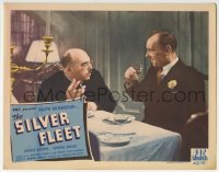 7c877 SILVER FLEET LC 1945 great close up of excited Ralph Richardson holding a drink!