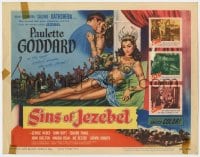7c212 SINS OF JEZEBEL TC 1953 art of sexy Paulette Goddard as the most wicked woman who ever lived!