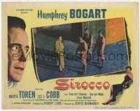 7c881 SIROCCO LC #6 1951 Humphrey Bogart is questioned by three soldiers on the street!