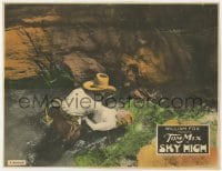 7c883 SKY HIGH LC R1920s overhead shot of cowboy Tom Mix with pretty Eva Novak laying in creek!