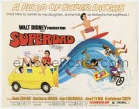 7c222 SUPERDAD TC 1974 Walt Disney, wacky art of surfing Bob Crane & Kurt Russell w/guitar!