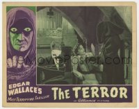 7c925 TERROR LC 1941 Edgar Wallace's masked criminal threatens Linden Travers & Bernard Lee, rare!